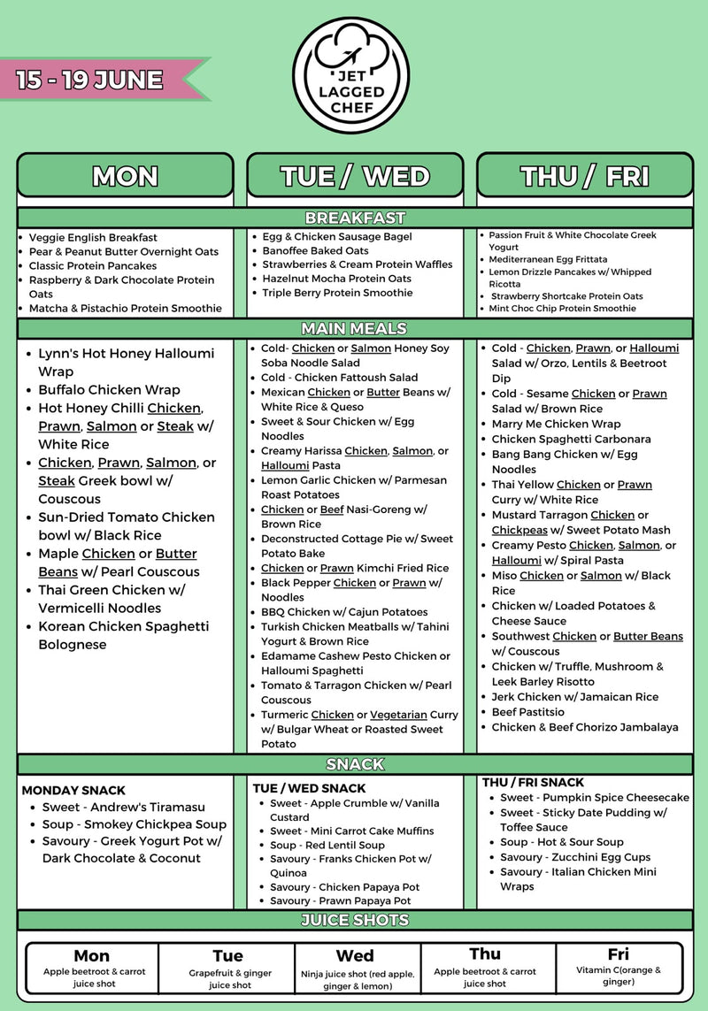 Weekly menu