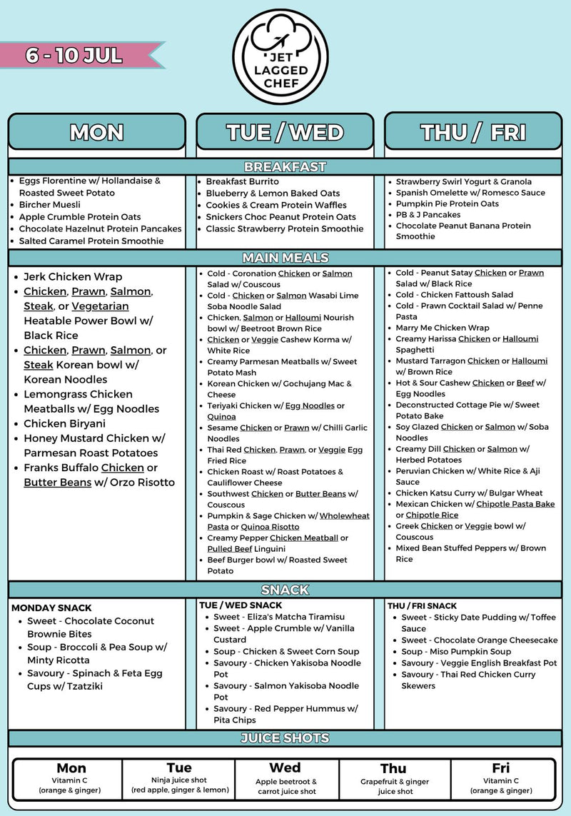 Weekly menu